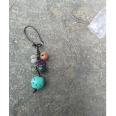 Alphabey Melted Gemstone Black Oxidised Earrings For Women